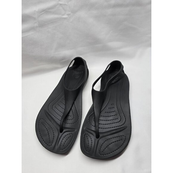 Crocs Serena Sexi Women's Size 5 Black Thong Slingback Flip Flop Sandal Rare - Picture 1 of 6